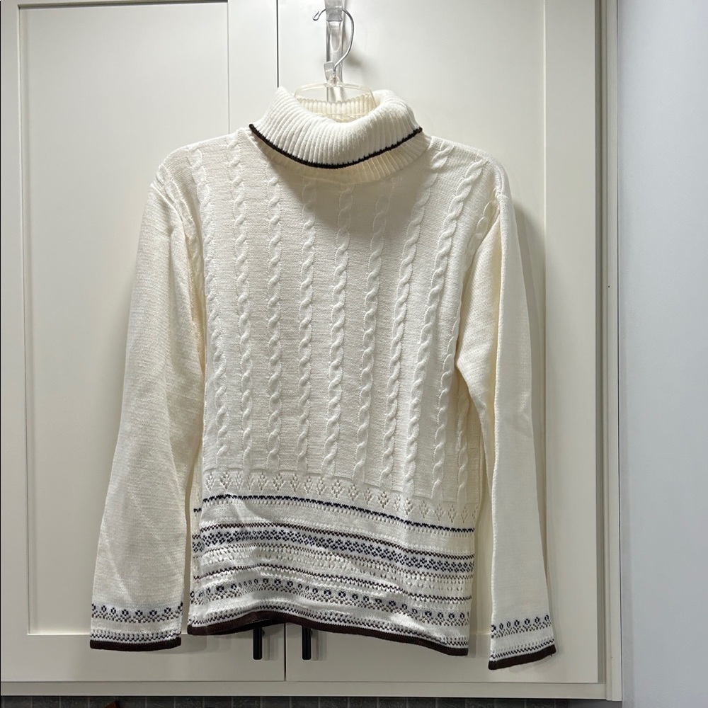 Vintage Excelsior Cream Cable Knit Turtleneck Sweater Nee No Tags